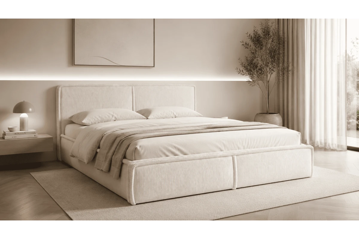 Polsterbett 140x200 - Bett 04 - Creme (Poso 100)