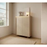 Hohe Kommode 2 Türen TORANO + LED - Bolivar Natur / Cappuccino