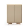 Hohe Kommode 2 Türen TORANO + LED - Bolivar Natur / Cappuccino