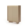 Hohe Kommode 2 Türen TORANO + LED - Bolivar Natur / Cappuccino