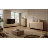 Hohe Kommode 2 Türen TORANO + LED - Bolivar Natur / Cappuccino