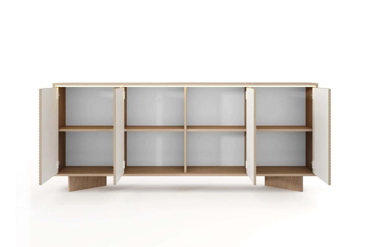 Kommode 204 4 Türen TORANO + LED - Bolivar Natur / Cappuccino