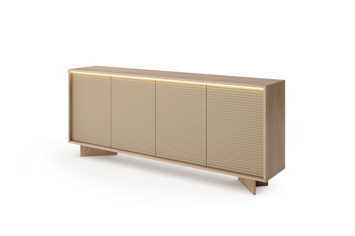 Kommode 204 4 Türen TORANO + LED - Bolivar Natur / Cappuccino