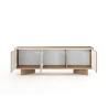 TV-Lowboard 154 3 Türen TORANO + LED - Bolivar Natur / Cappuccino