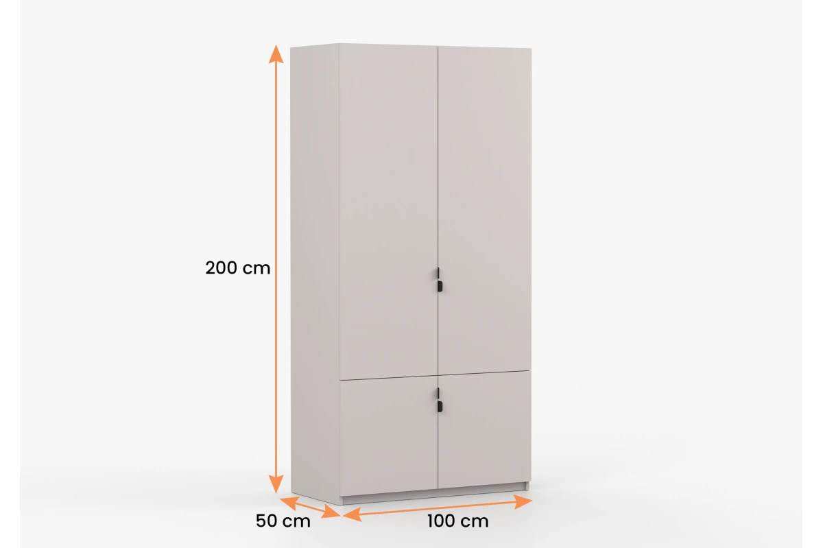 Kleiderschrank 4T MEZI - Kaschmir