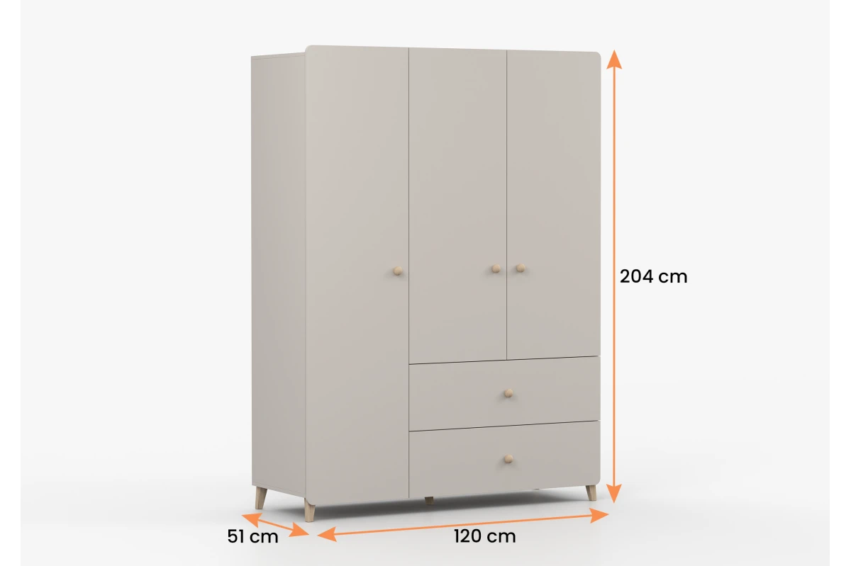 Kleiderschrank 3S2T MERK - Kaschmir