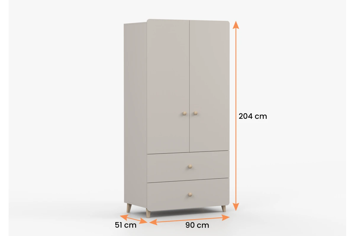 Kleiderschrank 2S2T MERK - Kaschmir