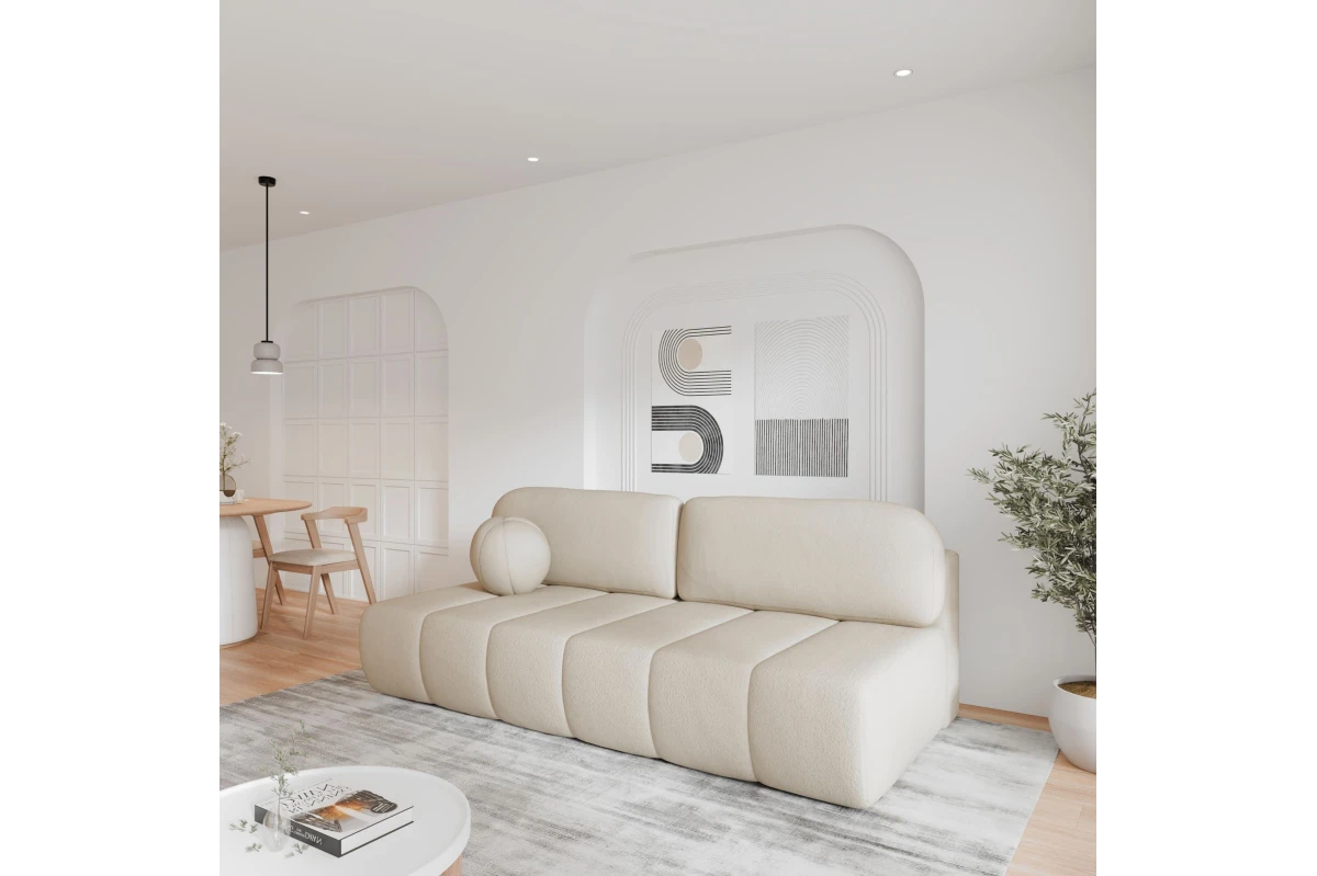 Schlafsofa Fluffy - Beige Sofa aus Bouclé - Wolke
