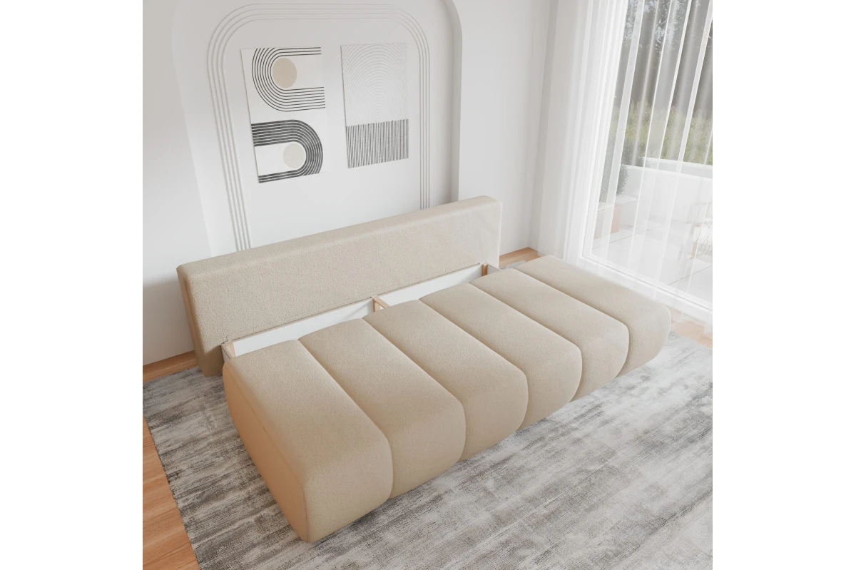 Schlafsofa Fluffy - Beige Sofa aus Bouclé - Wolke