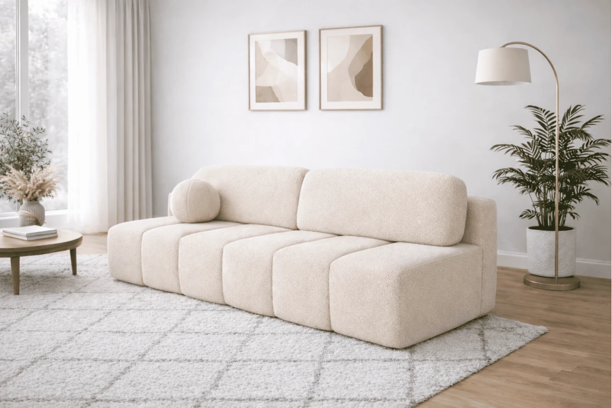 Schlafsofa Fluffy - Beige Sofa aus Bouclé - Wolke