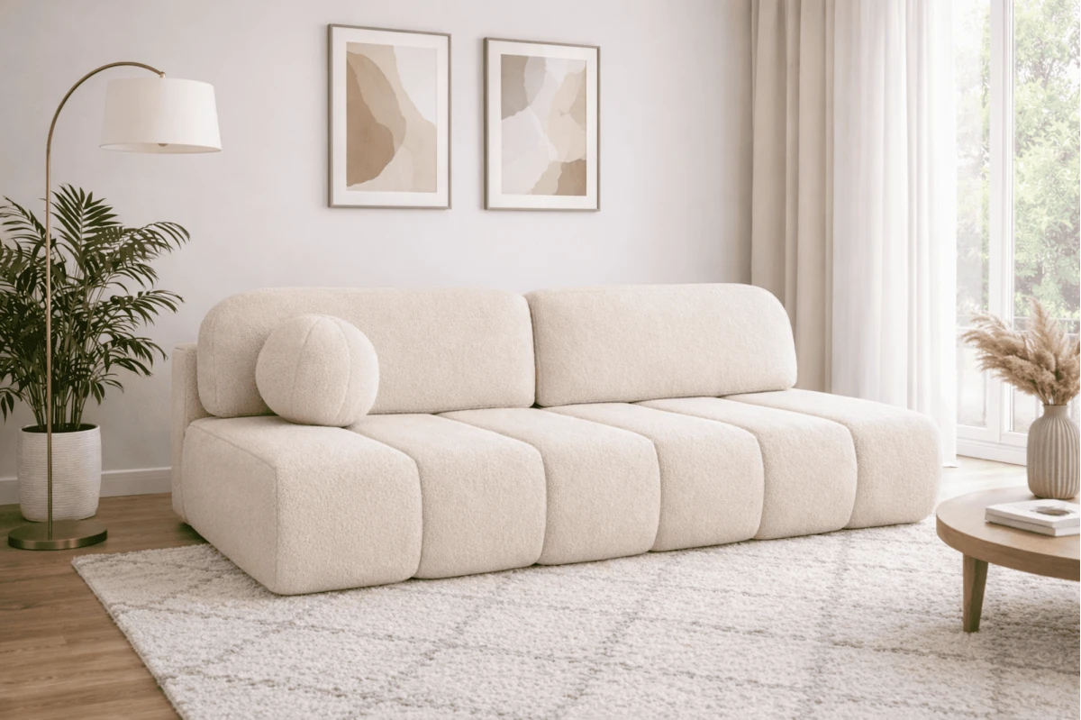 Schlafsofa Fluffy - Beige Sofa aus Bouclé - Wolke