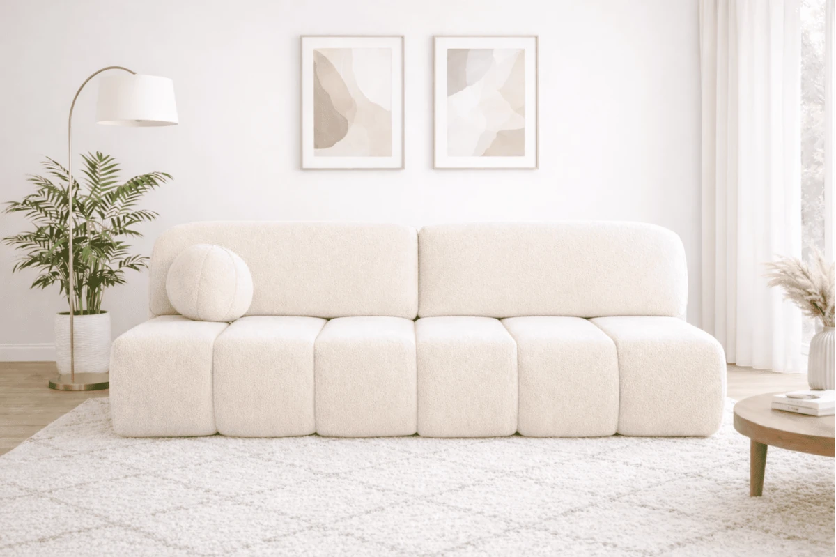 Schlafsofa Fluffy - Beige Sofa aus Bouclé - Wolke