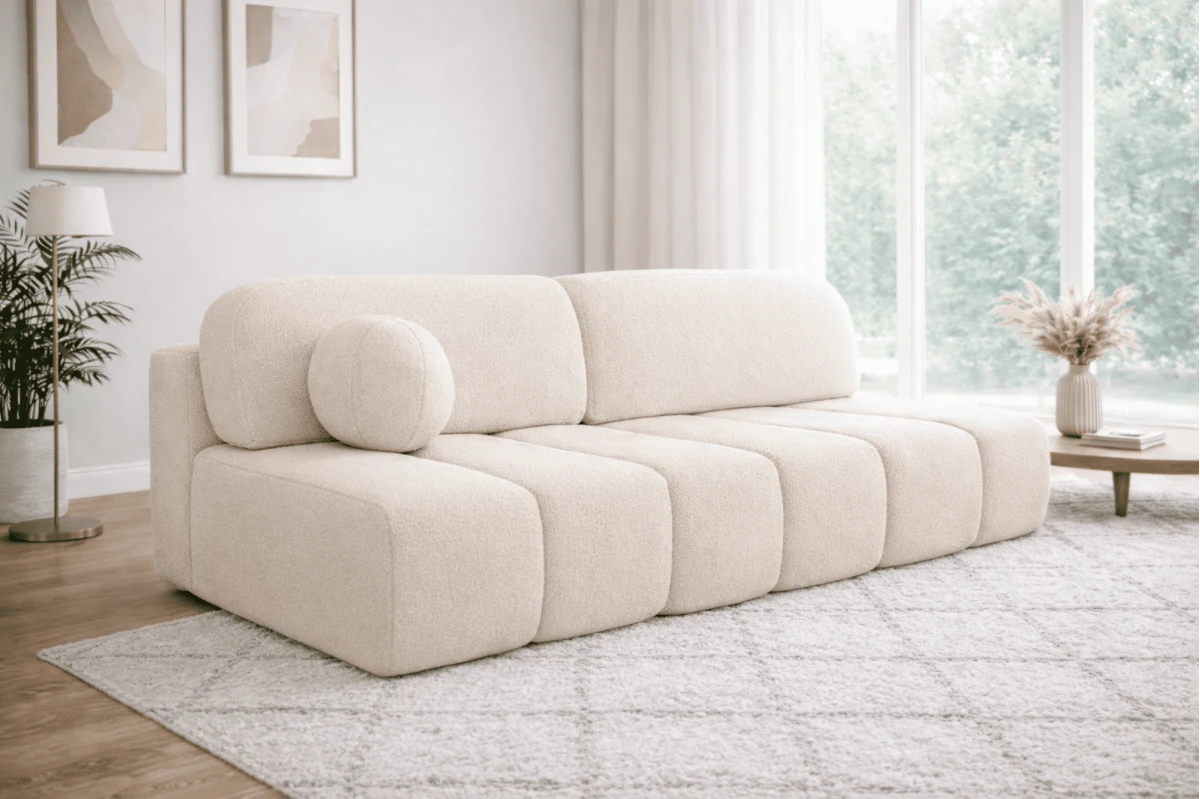 Schlafsofa Fluffy - Beige Sofa aus Bouclé - Wolke