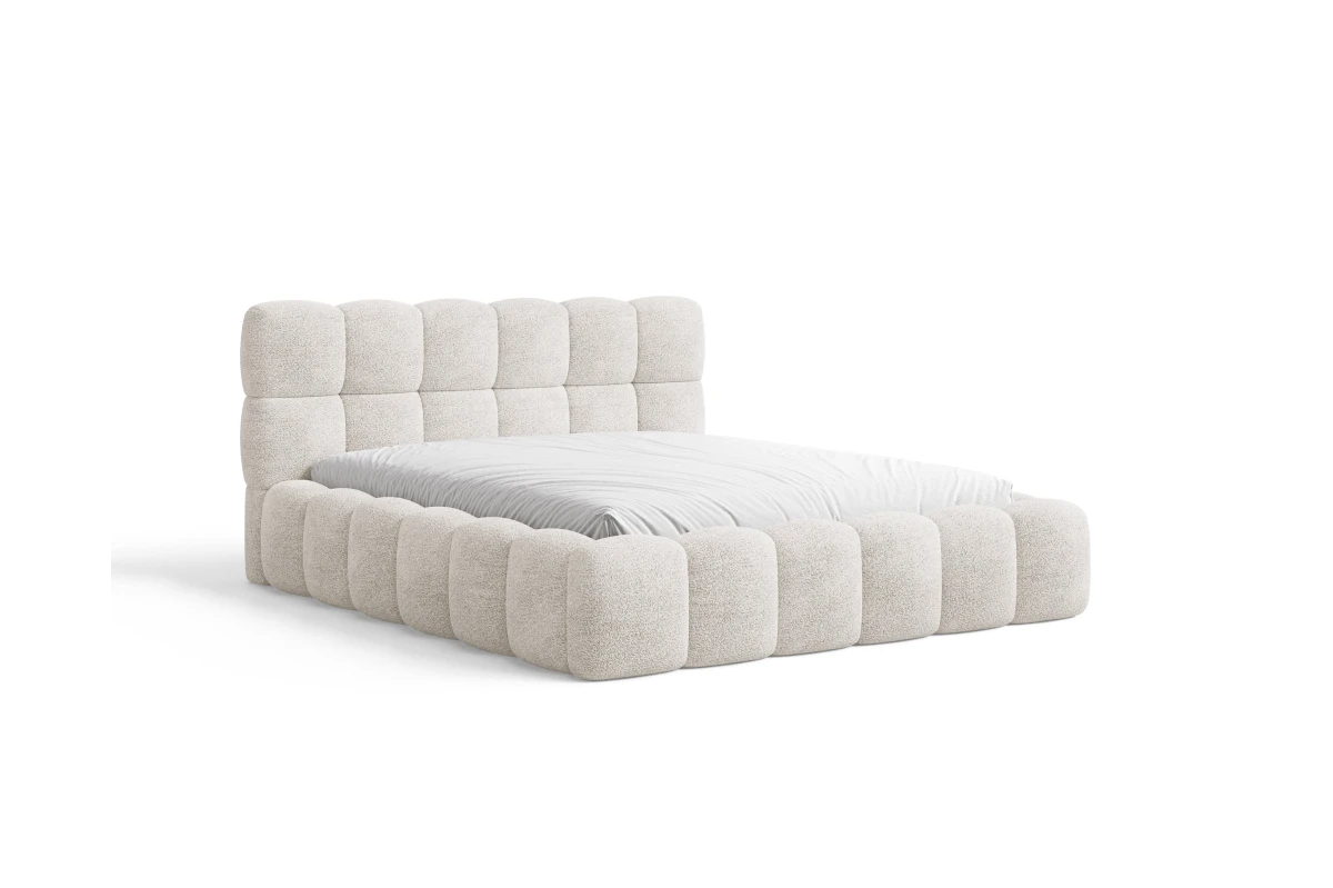 Beige Polsterbett 180x200 - Bett 19 - Wolke aus Bouclé
