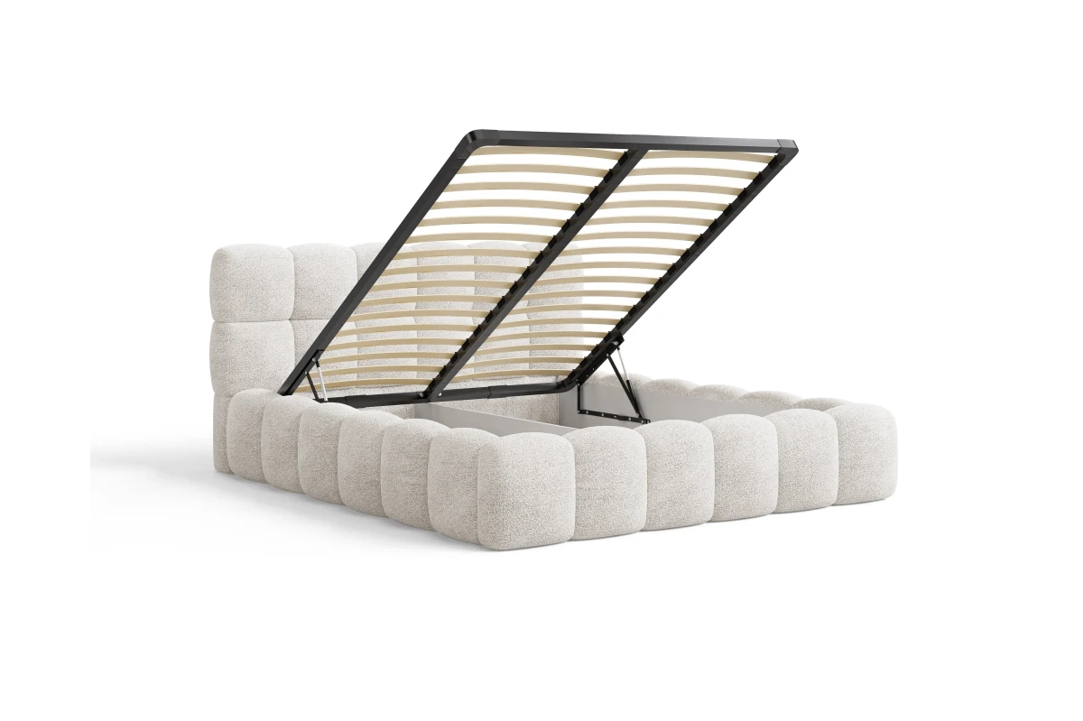 Beige Polsterbett 180x200 - Bett 19 - Wolke aus Bouclé