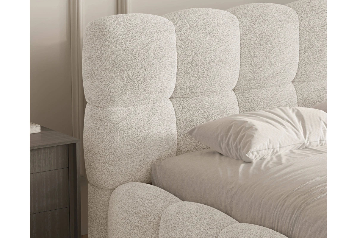 Beige Polsterbett 180x200 - Bett 19 - Wolke aus Bouclé