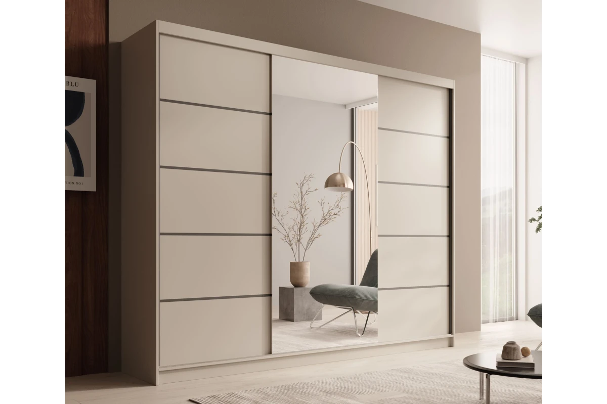 Schiebetürenschrank in Kaschmir mit Spiegel Tivora 250 cm