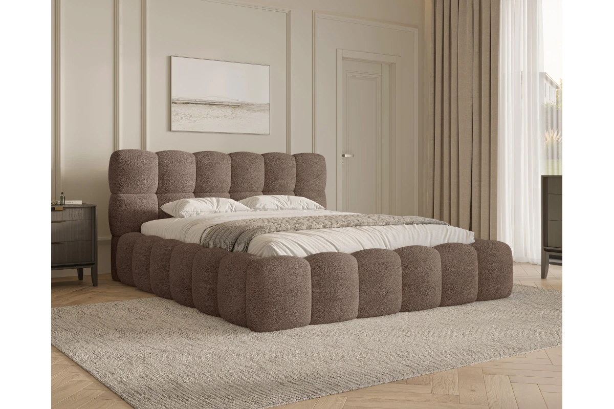 Polsterbett 19 - Wolkenbett - Bubble Bett 180x200 aus Bouclé