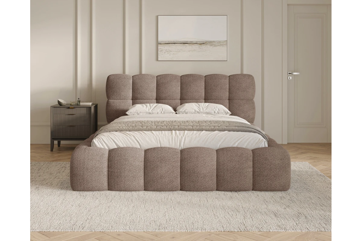 Polsterbett 19 - Wolkenbett - Bubble Bett 180x200 aus Bouclé