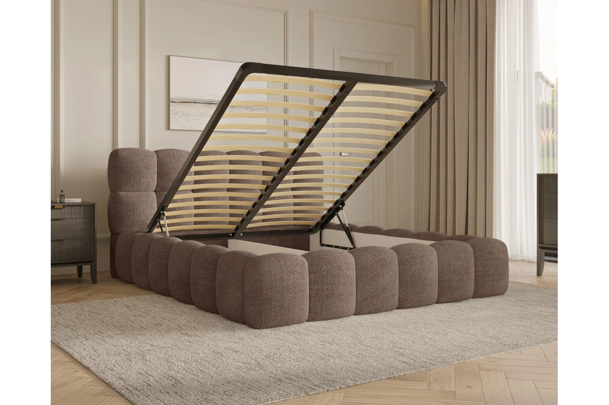 Polsterbett 19 - Wolkenbett - Bubble Bett 180x200 aus Bouclé