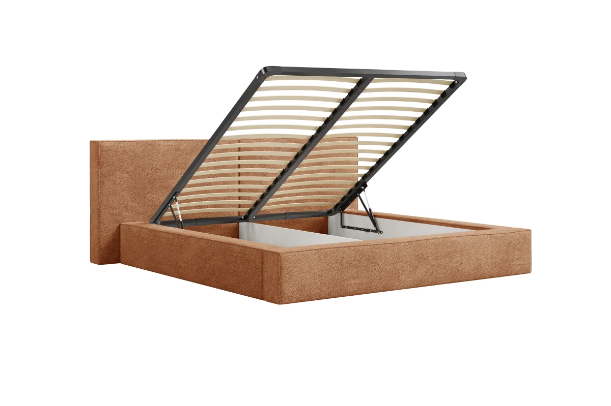 Polsterbett 06 - Beige Bett 180x200 aus Strukturstoff