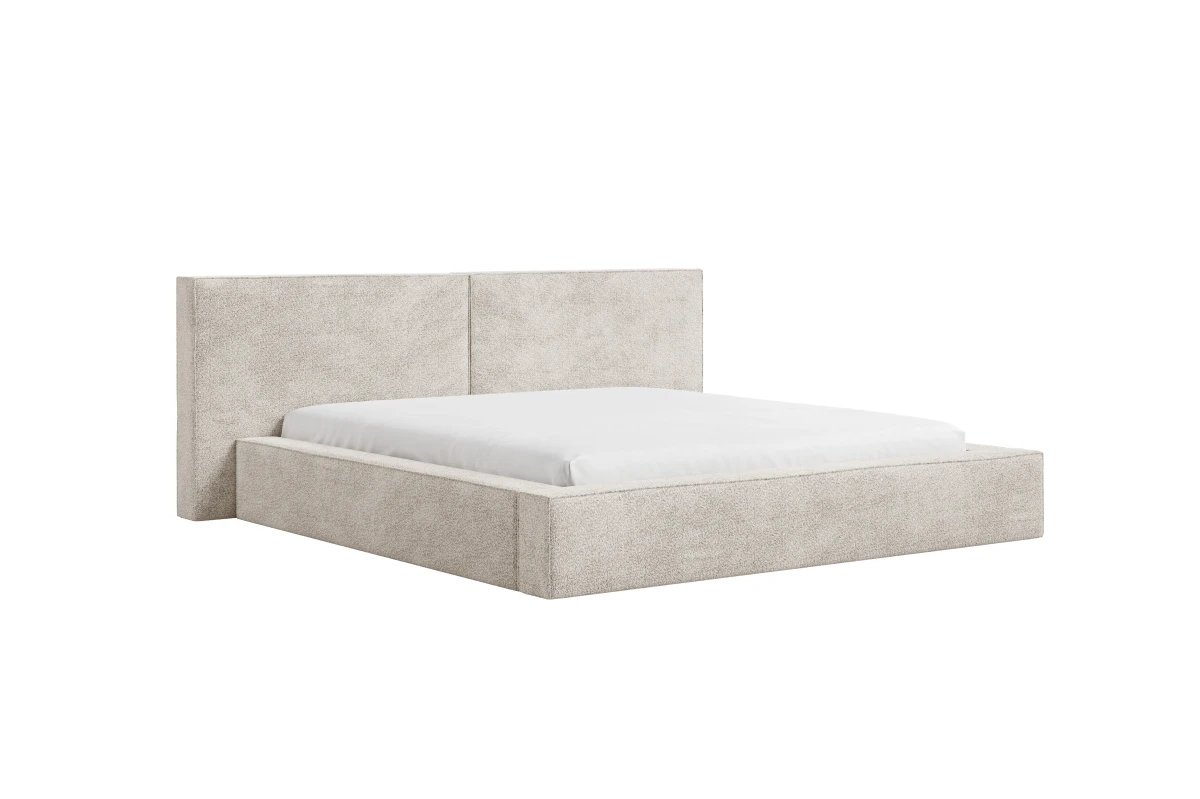 Polsterbett 06 - Beige Bett 180x200 aus Strukturstoff