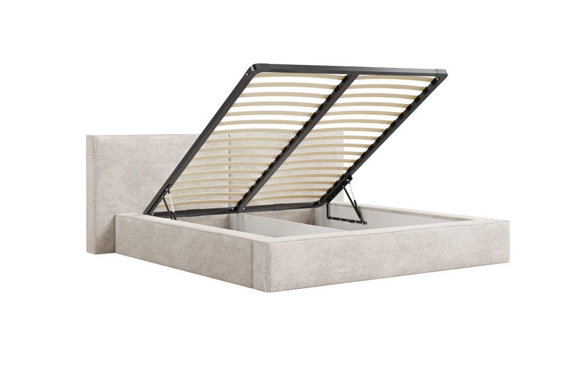 Polsterbett 06 - Beige Bett 180x200 aus Strukturstoff