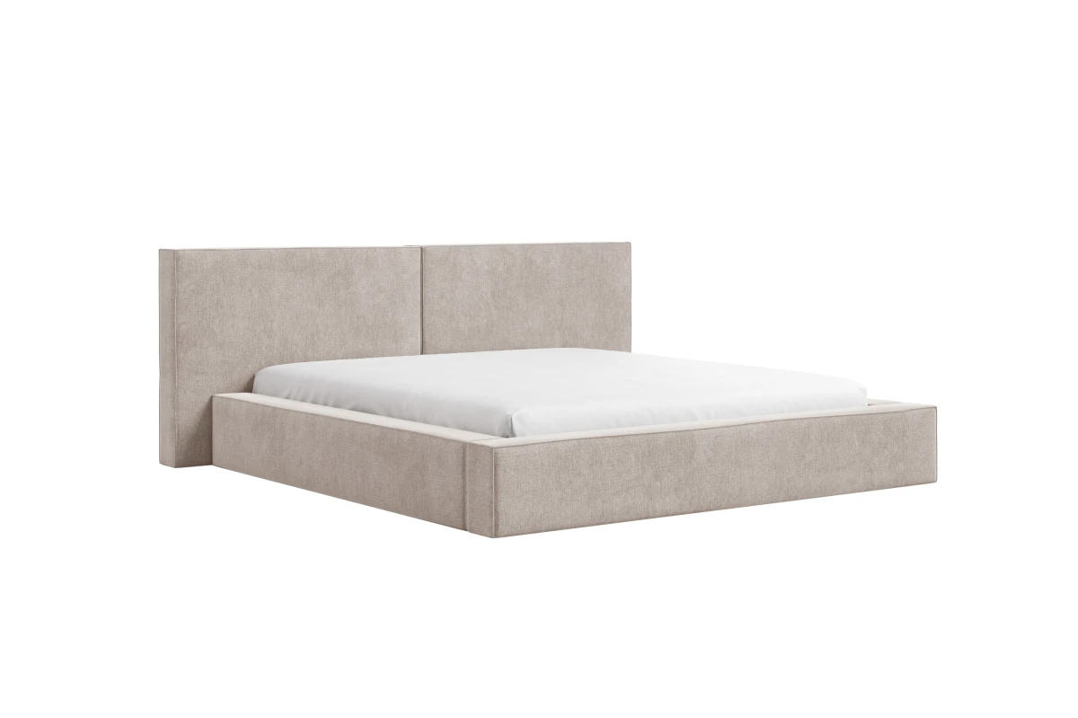 Polsterbett 06 - Beige Bett 180x200 aus Strukturstoff
