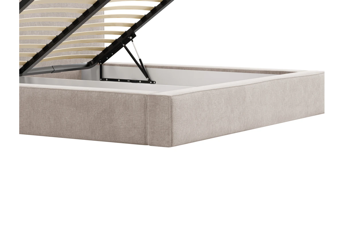 Polsterbett 06 - Beige Bett 180x200 aus Strukturstoff