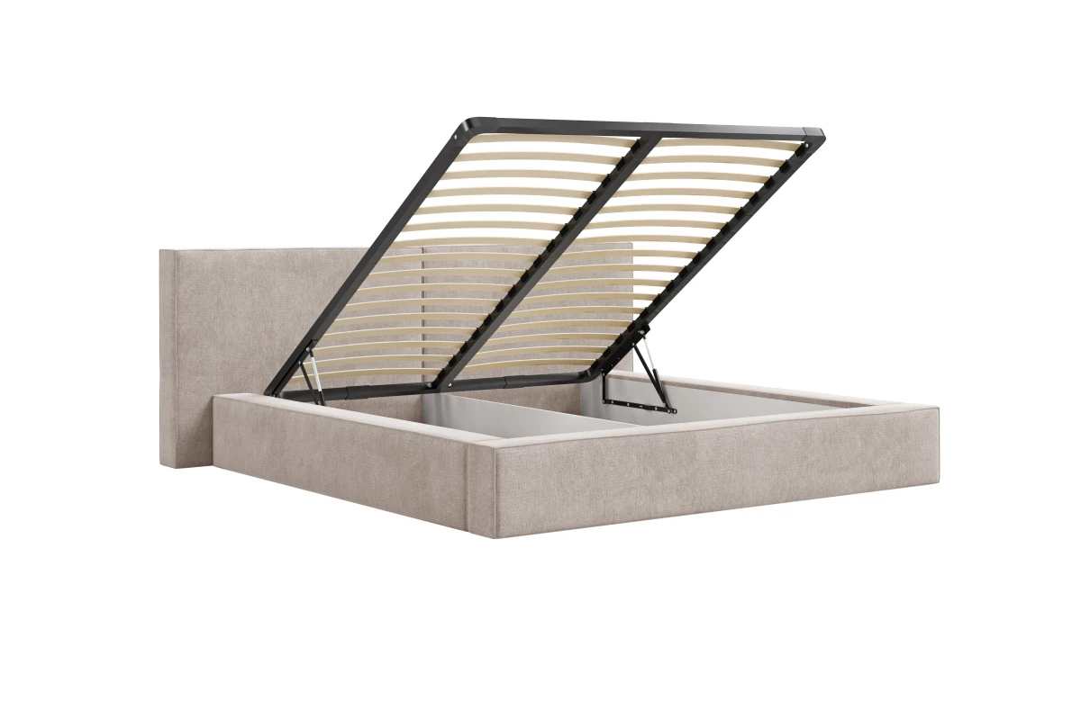 Polsterbett 06 - Beige Bett 180x200 aus Strukturstoff