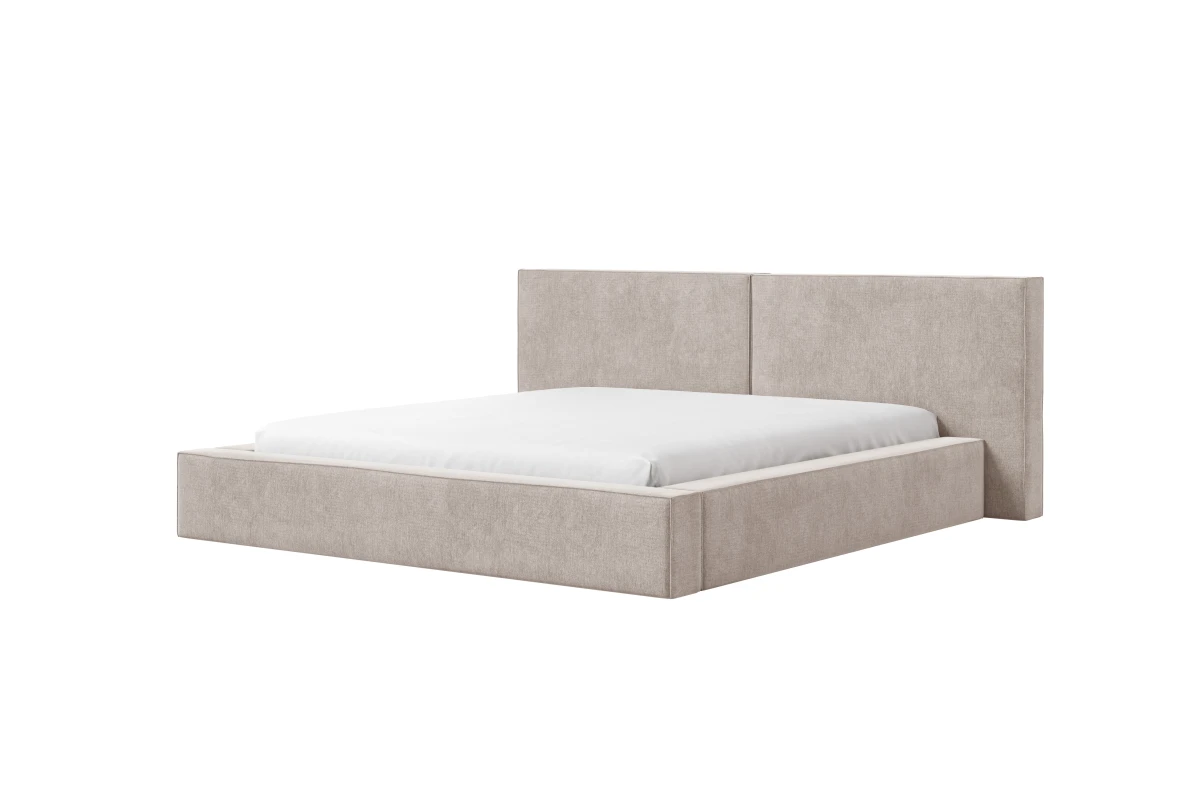 Polsterbett 06 - Beige Bett 180x200 aus Strukturstoff