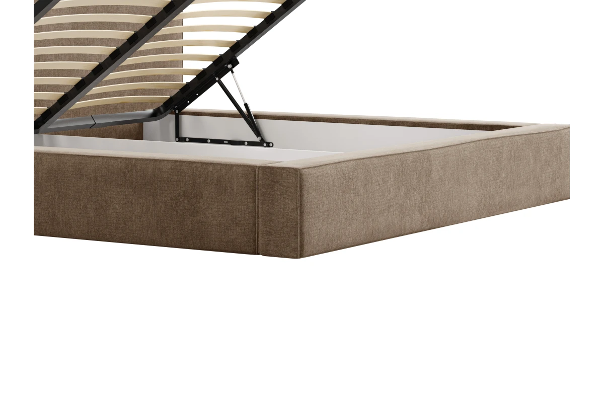 Polsterbett 06 - Beige Bett 180x200 aus Strukturstoff