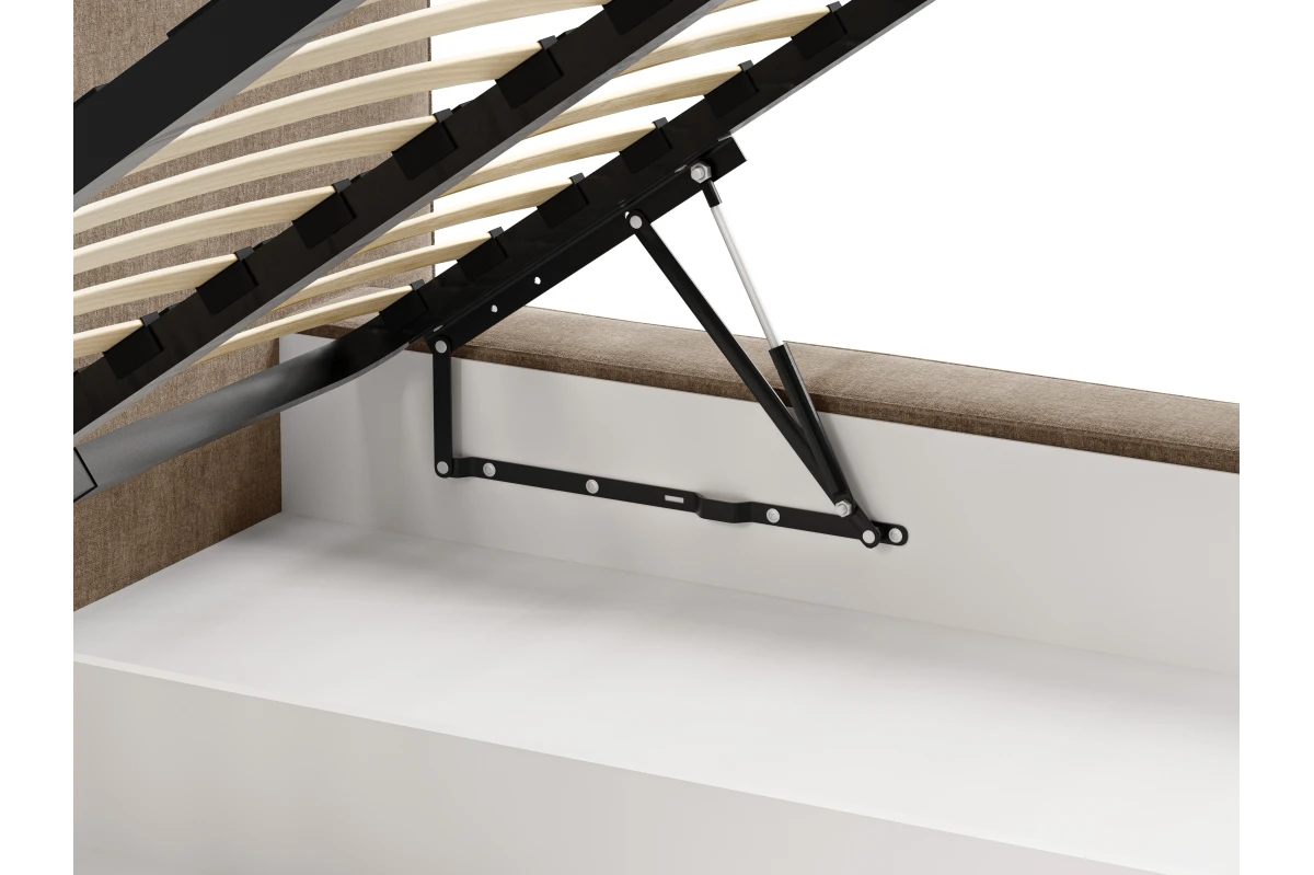 Polsterbett 06 - Beige Bett 180x200 aus Strukturstoff