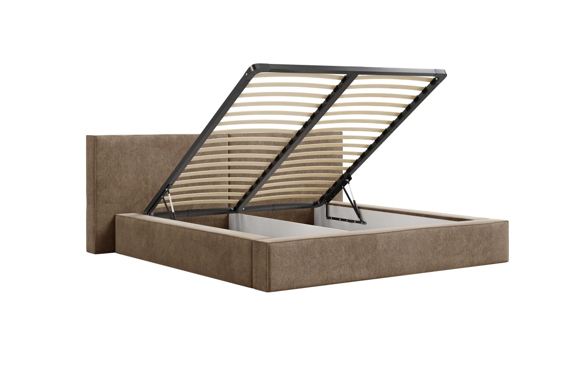 Polsterbett 06 - Beige Bett 180x200 aus Strukturstoff