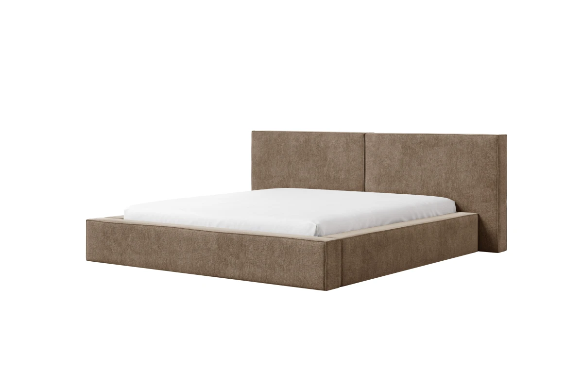 Polsterbett 06 - Beige Bett 180x200 aus Strukturstoff