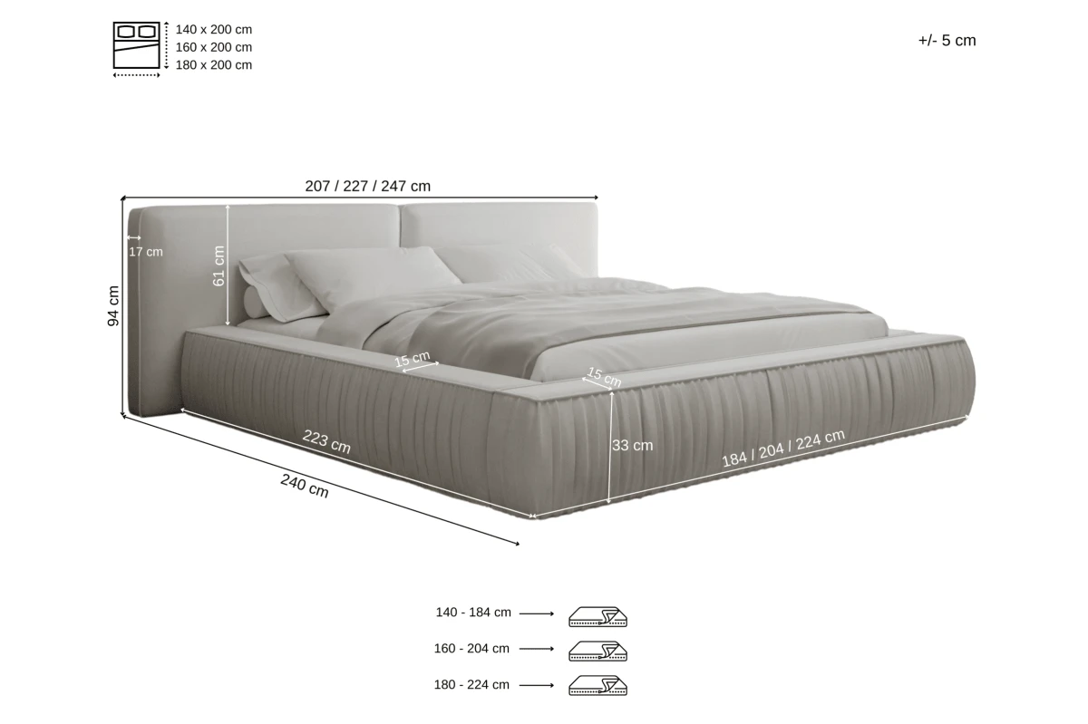 Polsterbett 08 Beige Polsterbett 180x200