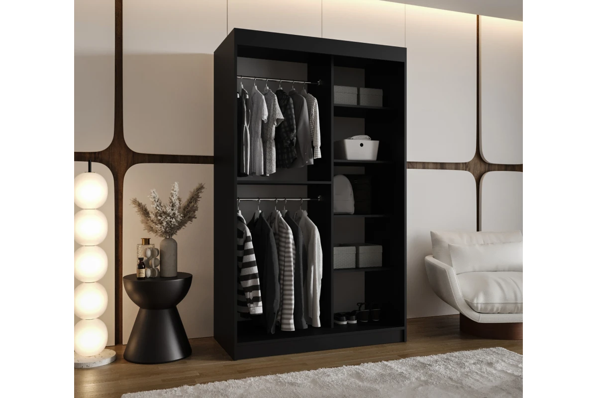 Schwebetürenschrank CYLIO 120 cm - Schwarz