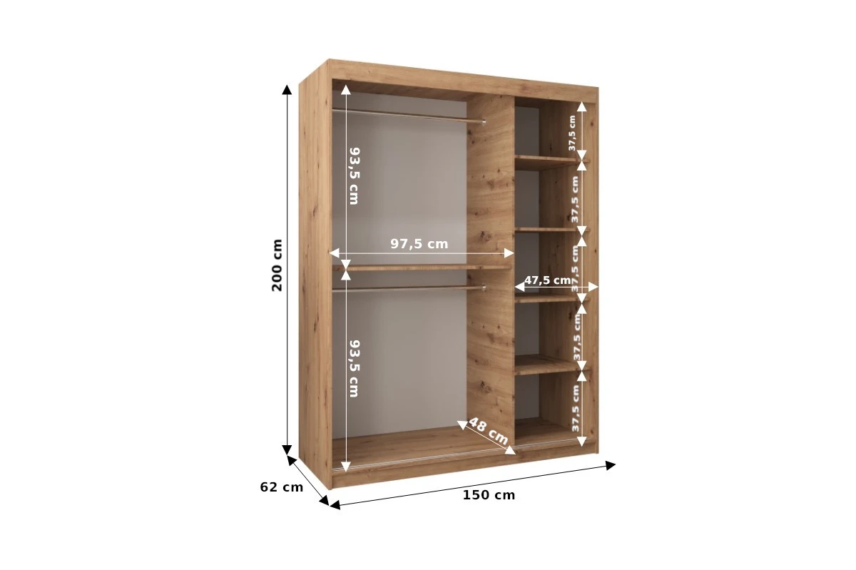Schwebetürenschrank CYLIO 150 cm - Kaschmir