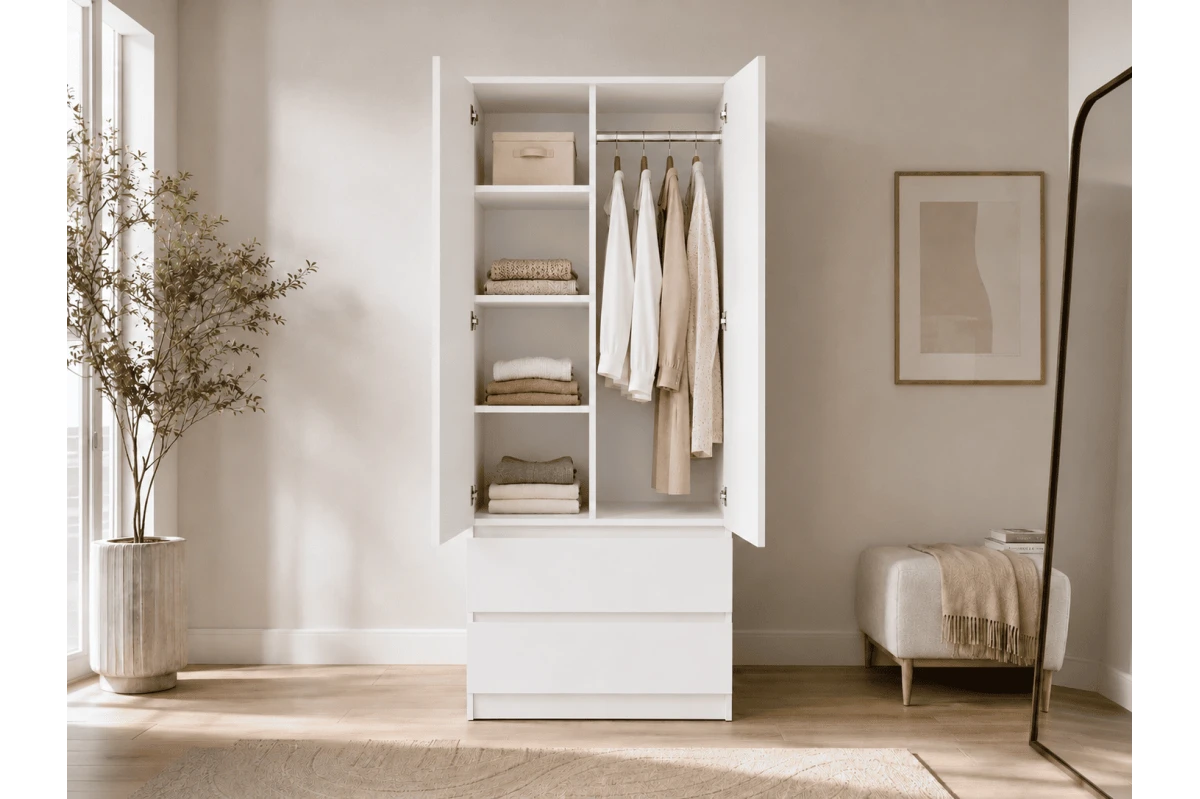 KLEIDERSCHRANK 2D2S LOSKO - Weiß