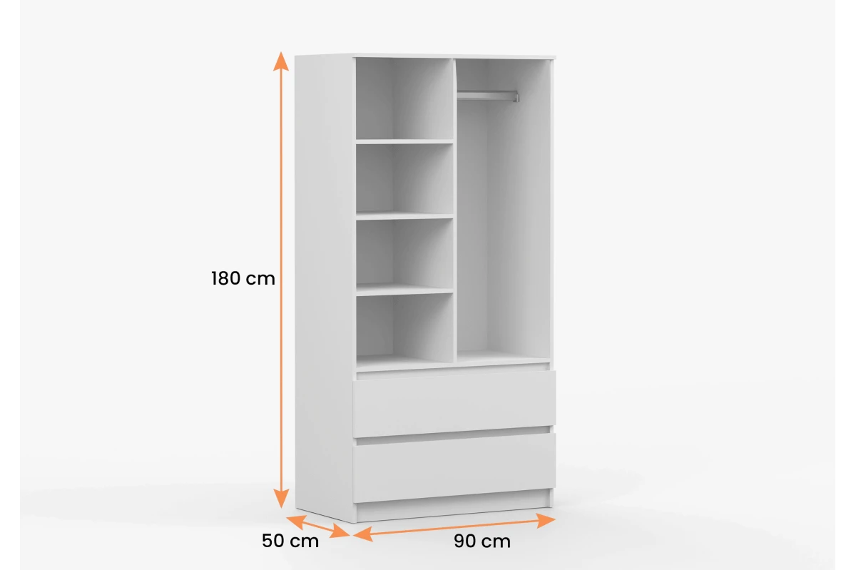 KLEIDERSCHRANK 2D2S LOSKO - Weiß