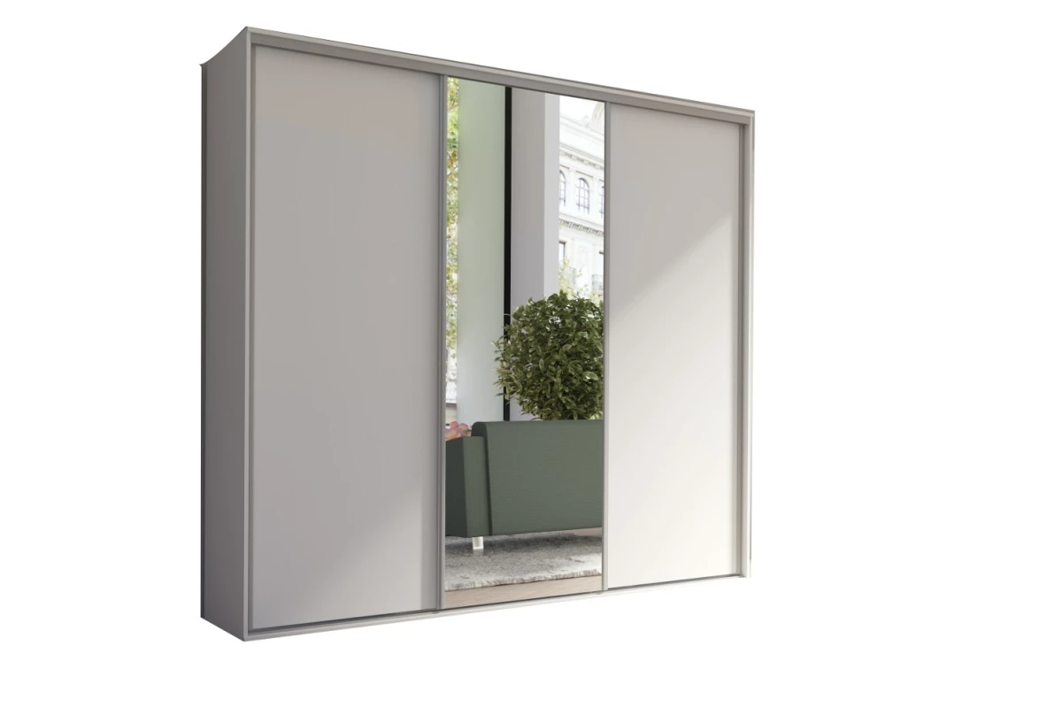 Kleiderschrank Schwebetürenschrank BORA - 204 - Sonoma Eiche mit 2-Spiegeltür