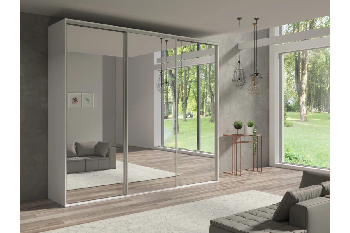 Kleiderschrank Schwebetürenschrank BORA - 254 mit 3-Spiegeltür