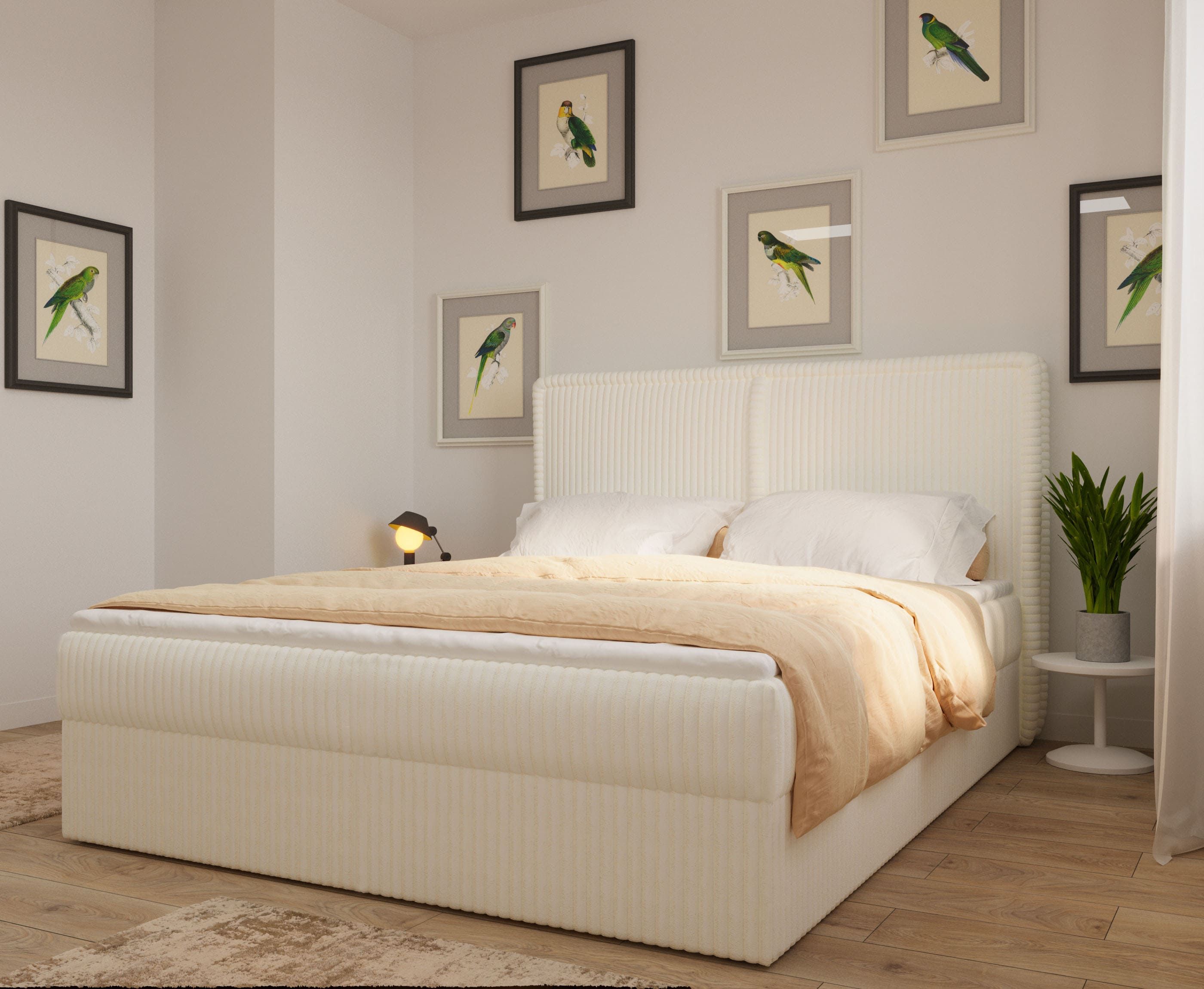 Boxspringbett 140x200 mit Bettkasten aus Cord Top Qualität