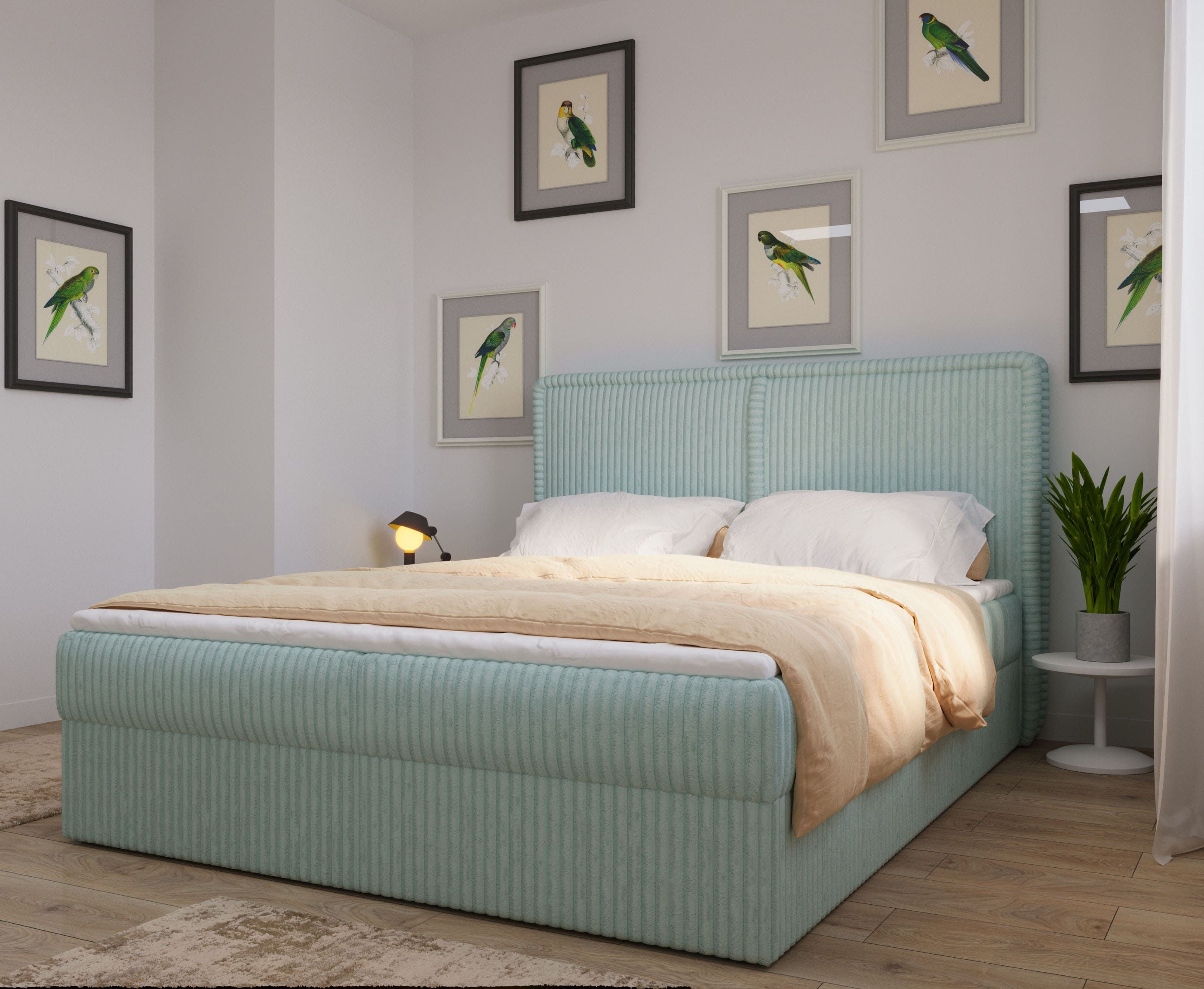 Boxspringbett 180x200 mit Bettkasten aus Cord Top Qualität