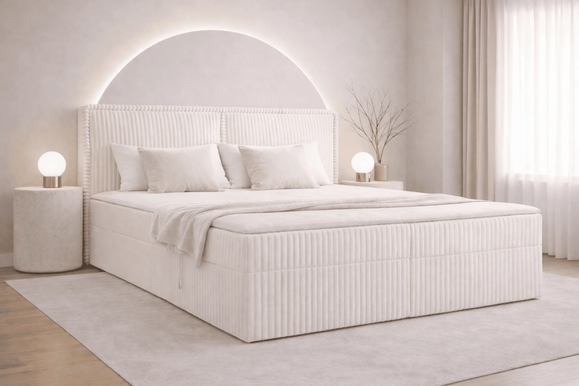 Boxspringbett 140x200 mit Bettkasten aus Cord Top Qualität