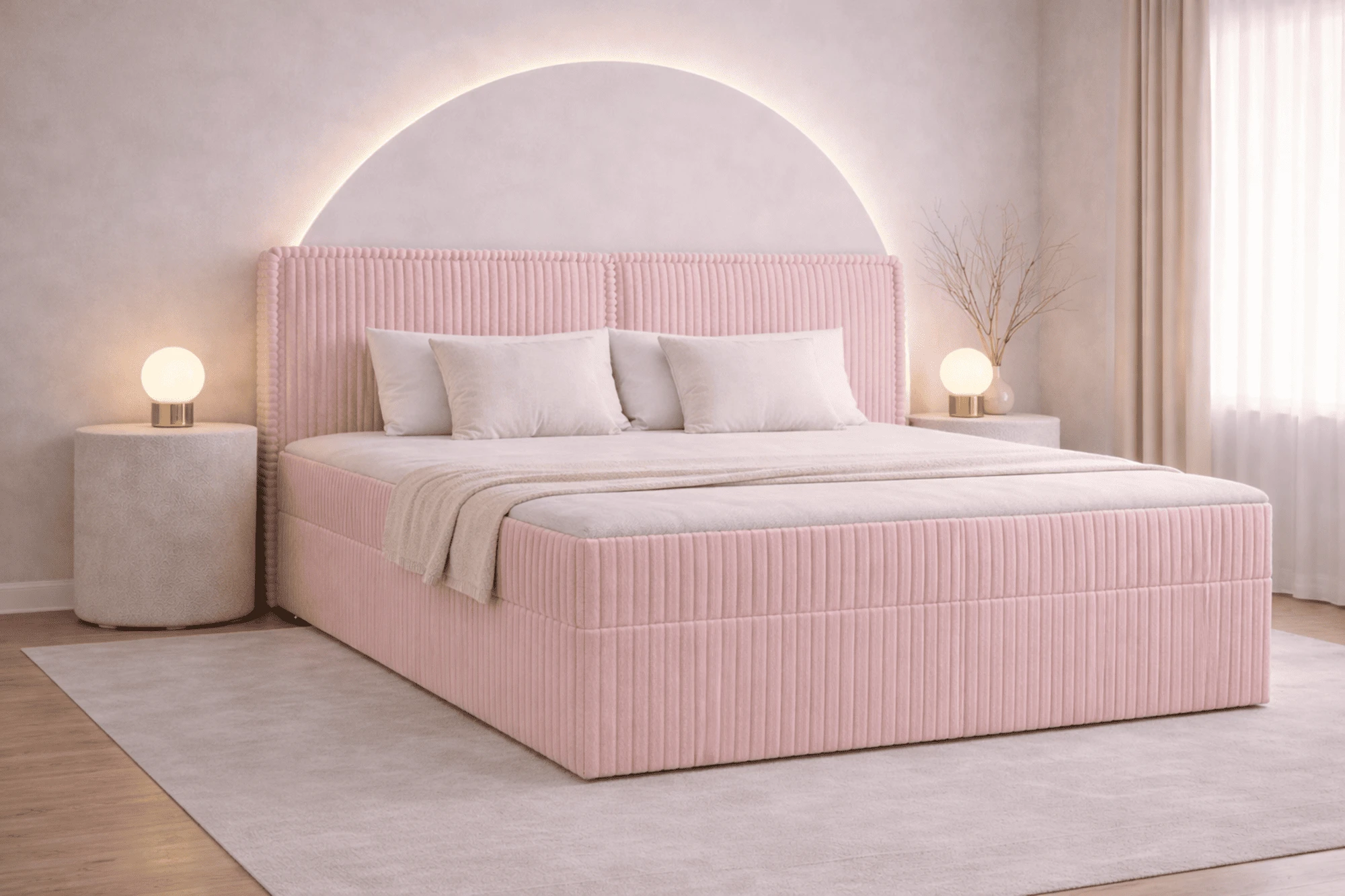 Boxspringbett 140x200 mit Bettkasten aus Cord Top Qualität